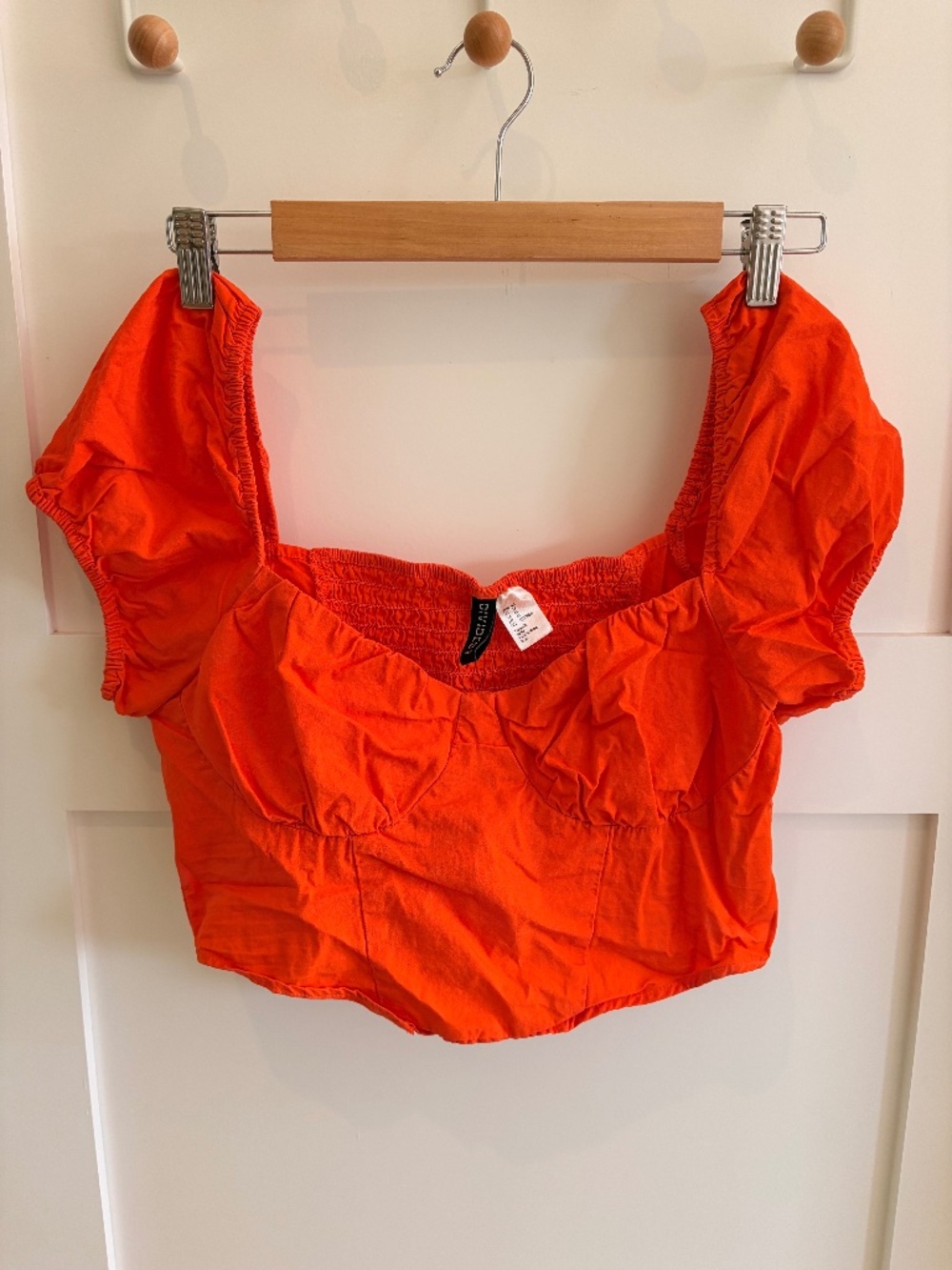 H&M Divided Puff-Sleeve, Smocked-Back Bustier. Size Medium EU42